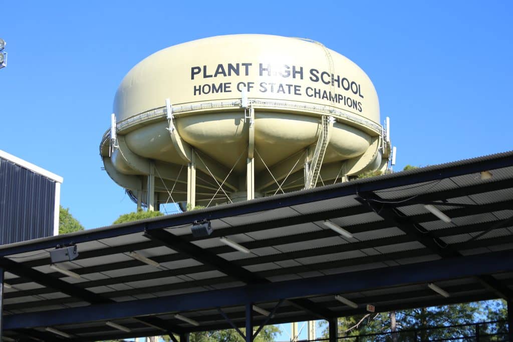 Water tower at Plant high school district homes for sale by Realnet